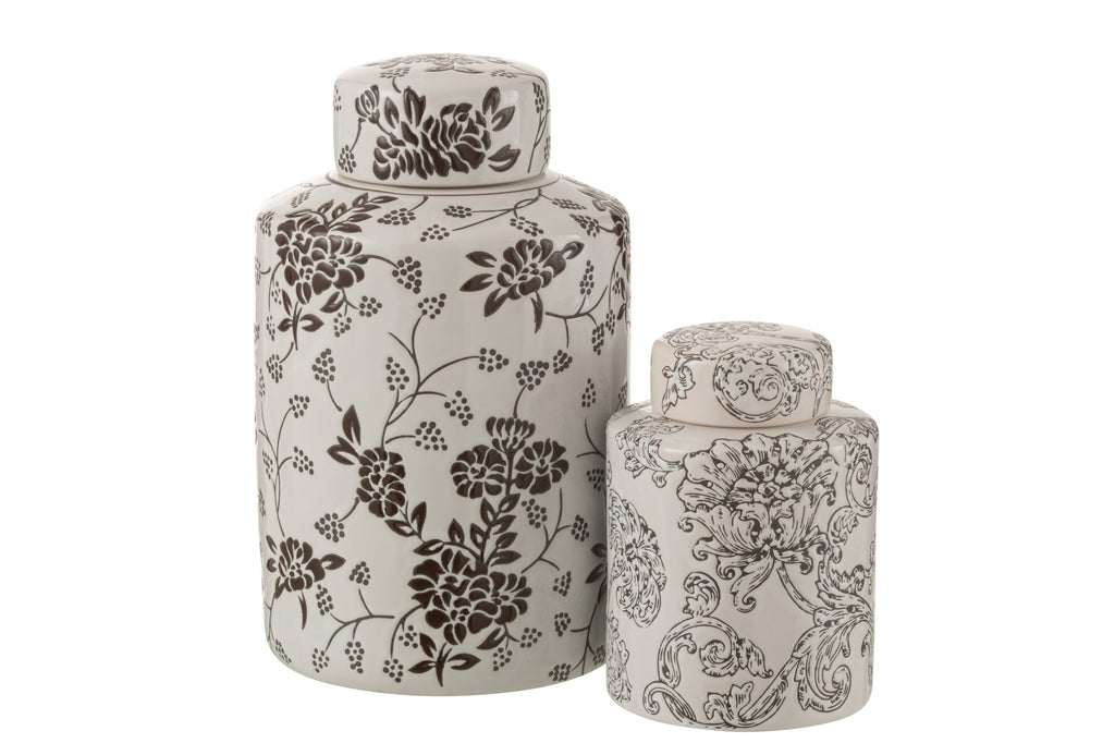 Pot Decoratief Zen Porselein Wit/Zwart Groot