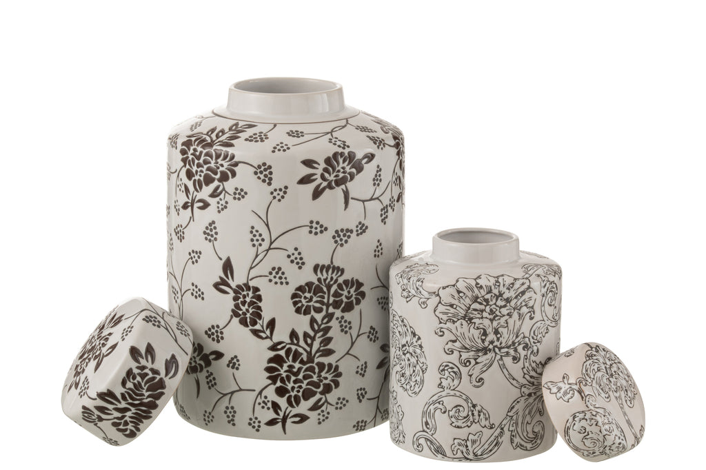 Pot Decoratief Zen Porselein Wit/Zwart Groot