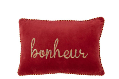 Kussen Bonheur Textiel Rood/Goud