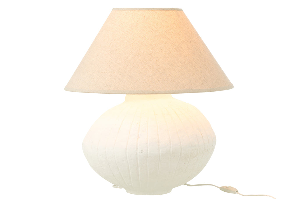 Lamp Pot + Kap Papier Mache Wit