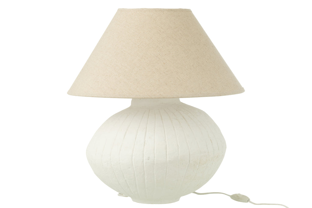 Lamp Pot + Kap Papier Mache Wit