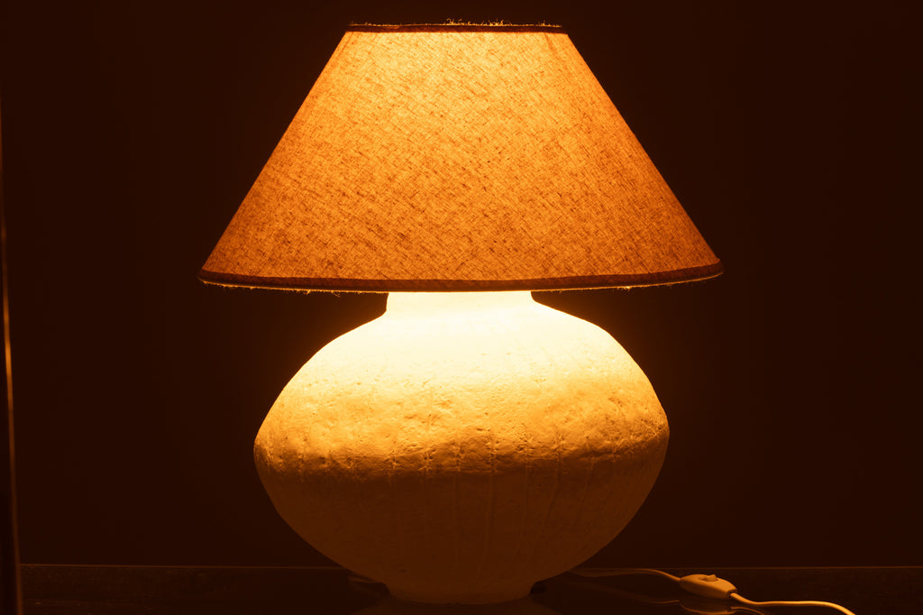Lamp Pot + Kap Papier Mache Wit