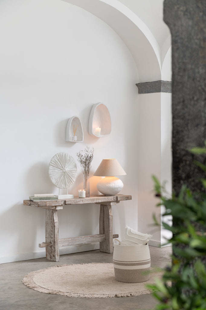 Lamp Pot + Kap Papier Mache Wit