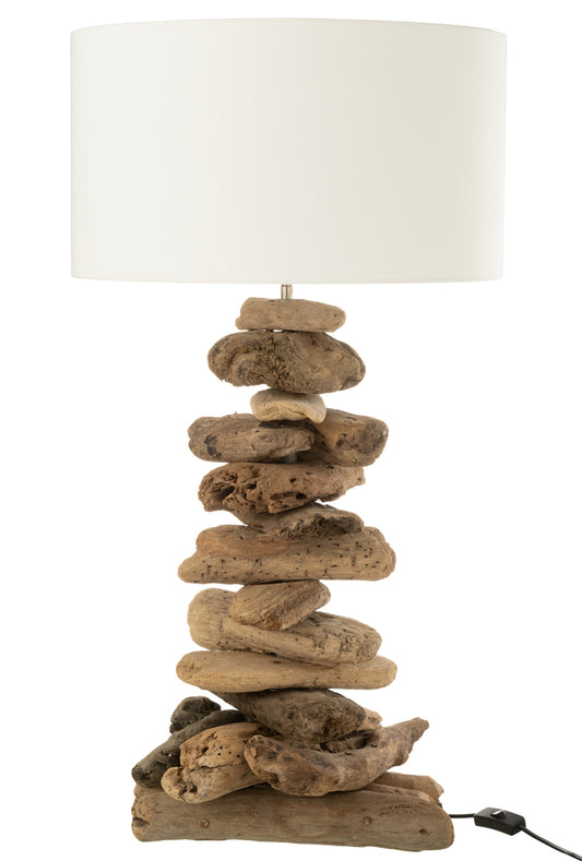 Lamp+Kap Drijfhout Natuur/Beige Klein