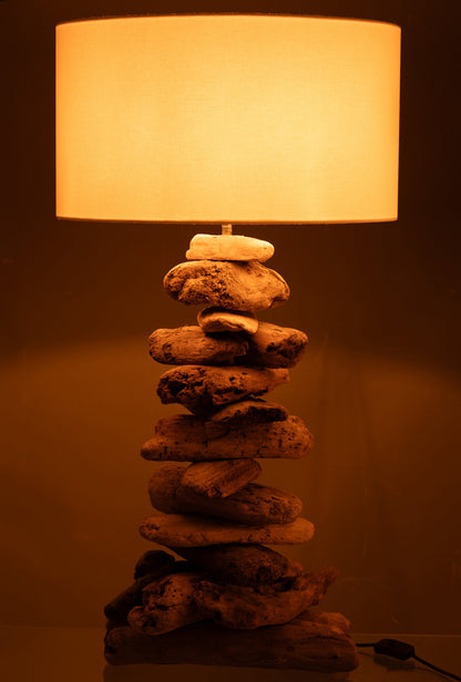 Lamp+Kap Drijfhout Natuur/Beige Klein