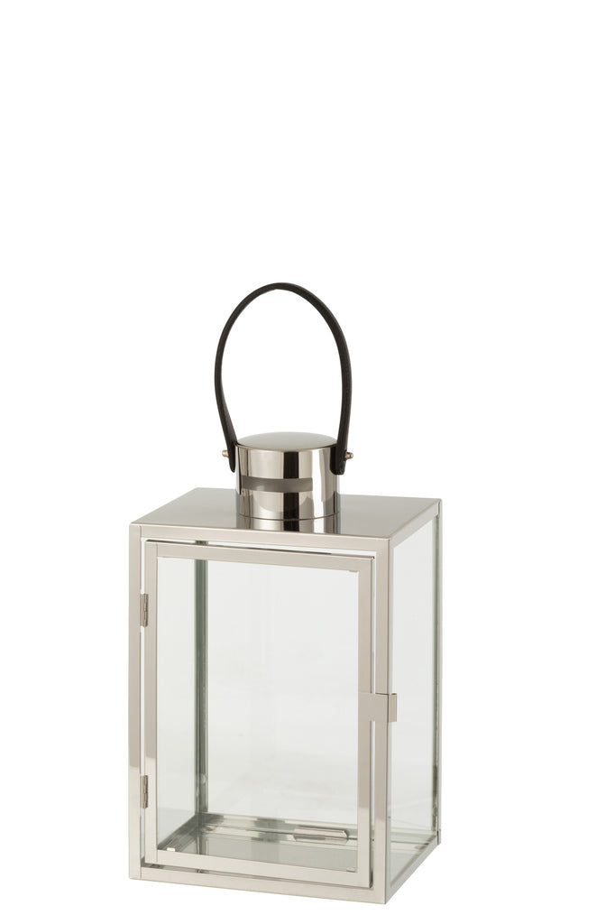 Lantaarn Rechthoek Metaal/Glas Zilver