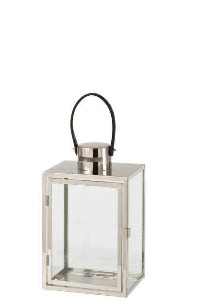 Lantaarn Rechthoek Metaal/Glas Zilver