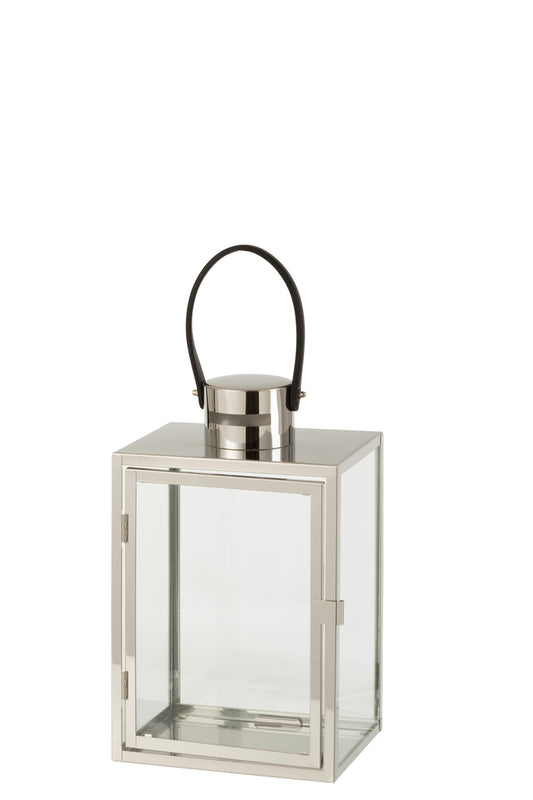 Lantaarn Rechthoek Metaal/Glas Zilver