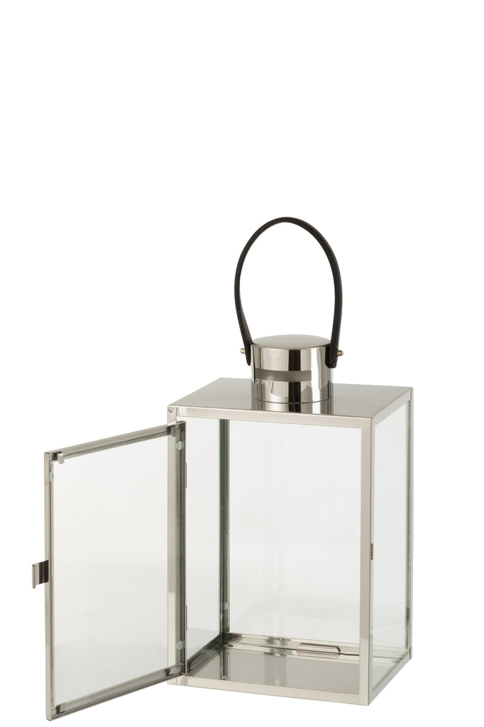 Lantaarn Rechthoek Metaal/Glas Zilver