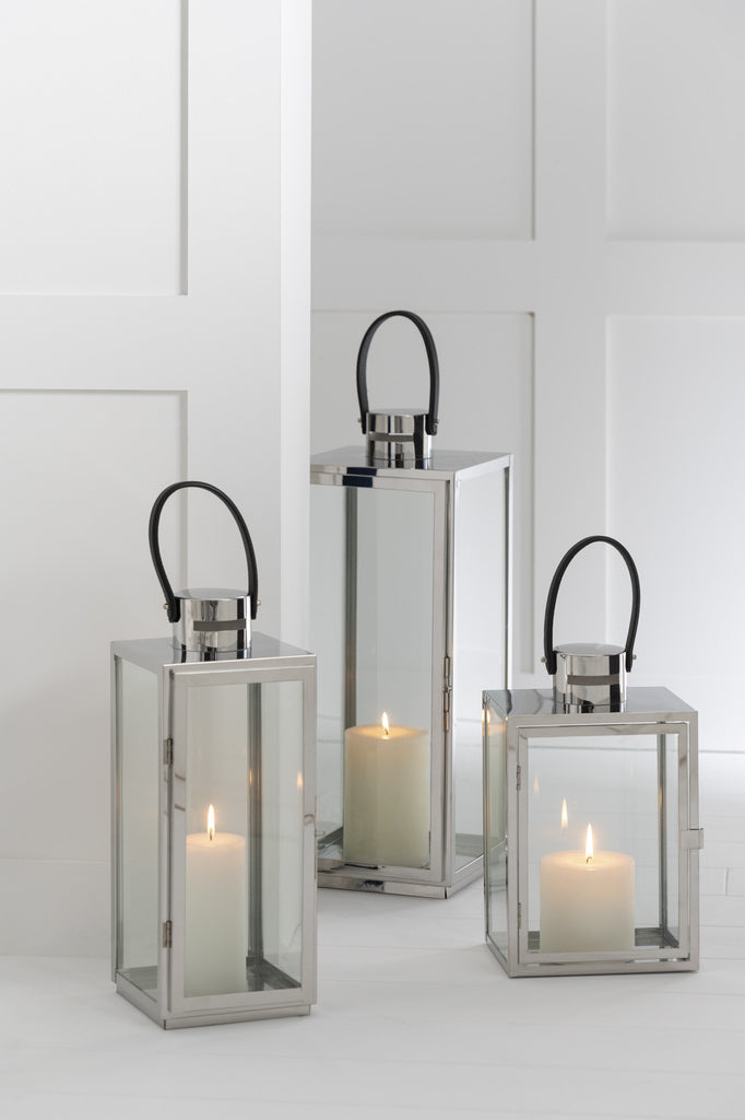 Lantaarn Rechthoek Metaal/Glas Zilver