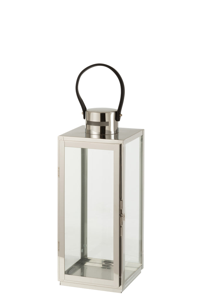 Lantaarn Vierkant Metaal/Glas Zilver