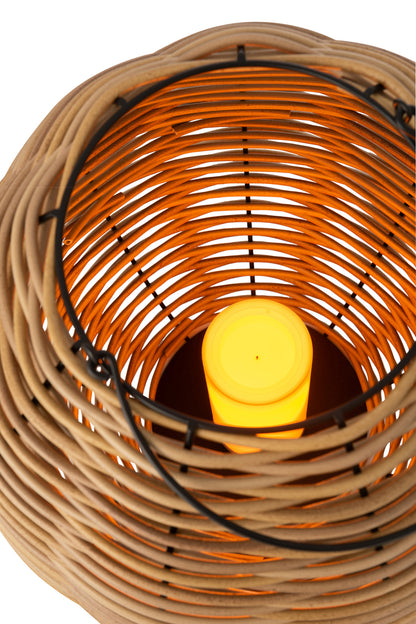 Lantaarn Geweven Led Plastic Natuurlijk Medium