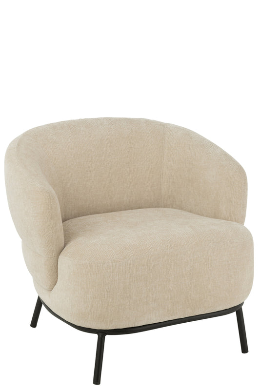 Lounge Chair Mars Populierenhout/Schuim Beige
