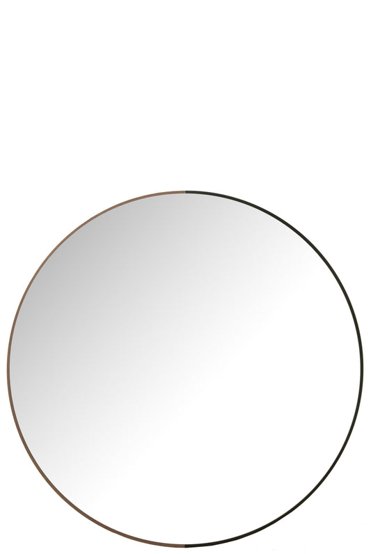 Spiegel Rond Metaal/Hout Zwart Groot