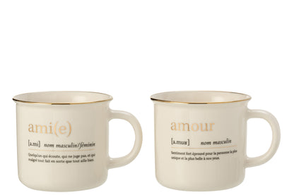 Mok Bericht Amour Ami Keramiek Goud Assortiment Van 2