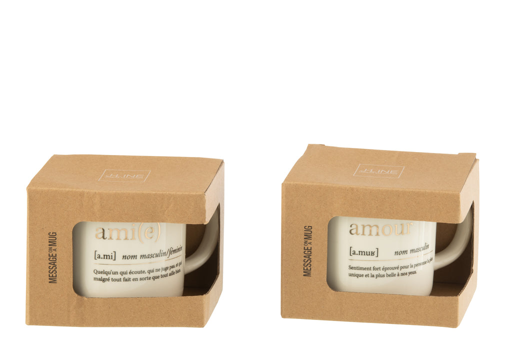 Mok Bericht Amour Ami Keramiek Goud Assortiment Van 2