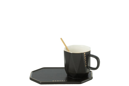 Mok+Schotel+Lepel Moments Keramiek Zwart