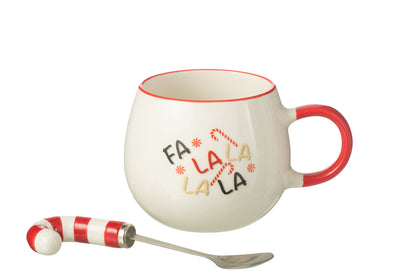 Mok+Lepel In Geschenkdoos Keramiek Rood