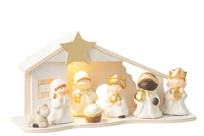 Geboorte Led Porselein Wit/Goud Groot