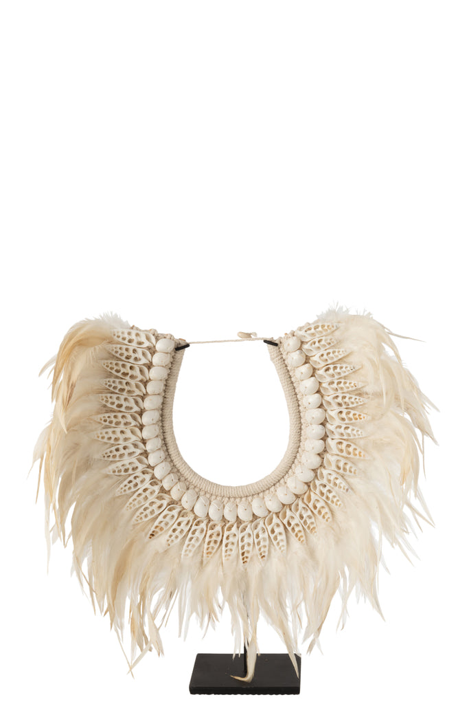 Ketting+Standaard Dora Schelpen/Veren Wit Groot
