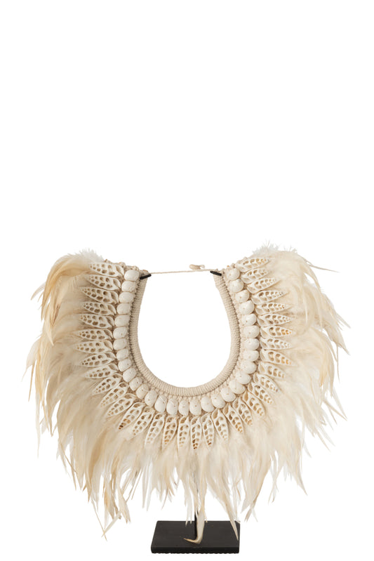 Ketting+Standaard Dora Schelpen/Veren Wit Groot
