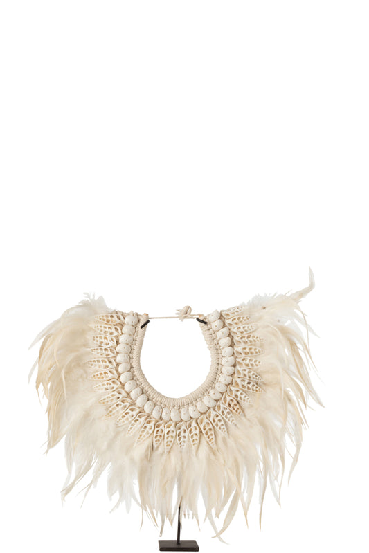 Ketting+Standaard Dora Schelpen/Veren Wit Klein