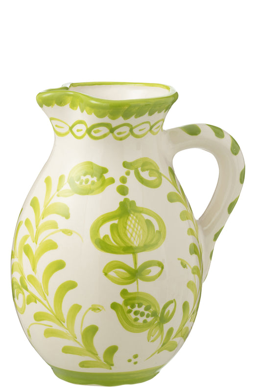 Pitcher Granada Keramiek Wit/Groen Groot