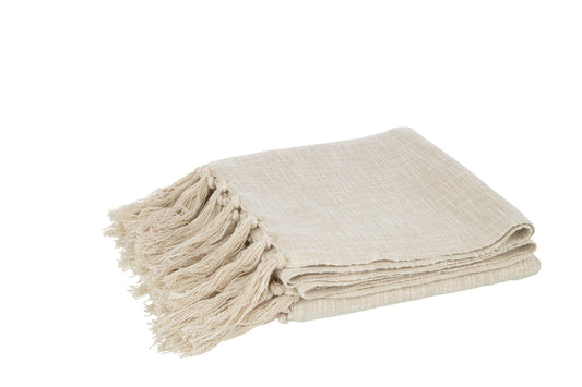 Geruite Franjes Katoen Beige