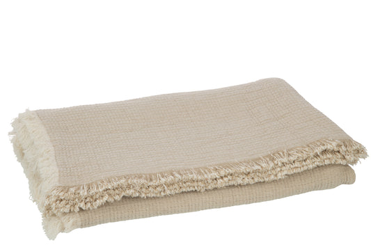 Plaid Franjes Katoenen Mousseline Donkerbeige
