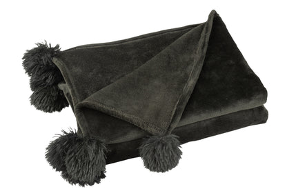 Geruite Pompom Polyester Zwart