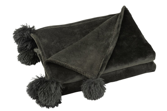 Geruite Pompom Polyester Zwart