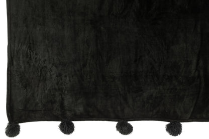 Geruite Pompom Polyester Zwart