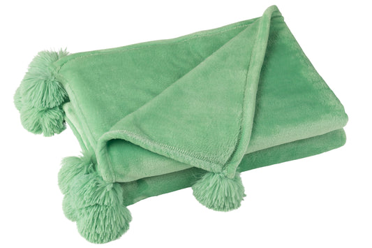 Plaid Pompom Polyester Felgroen