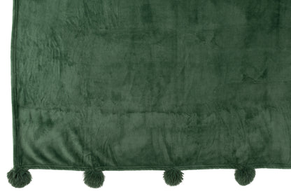 Plaid Pompom Polyester Donkergroen