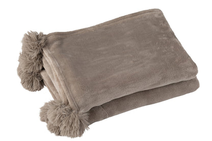Geruite Pompom Polyester Taupe