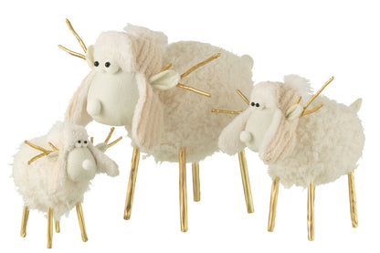 Rendiermuts Textiel Crème/Goud Groot