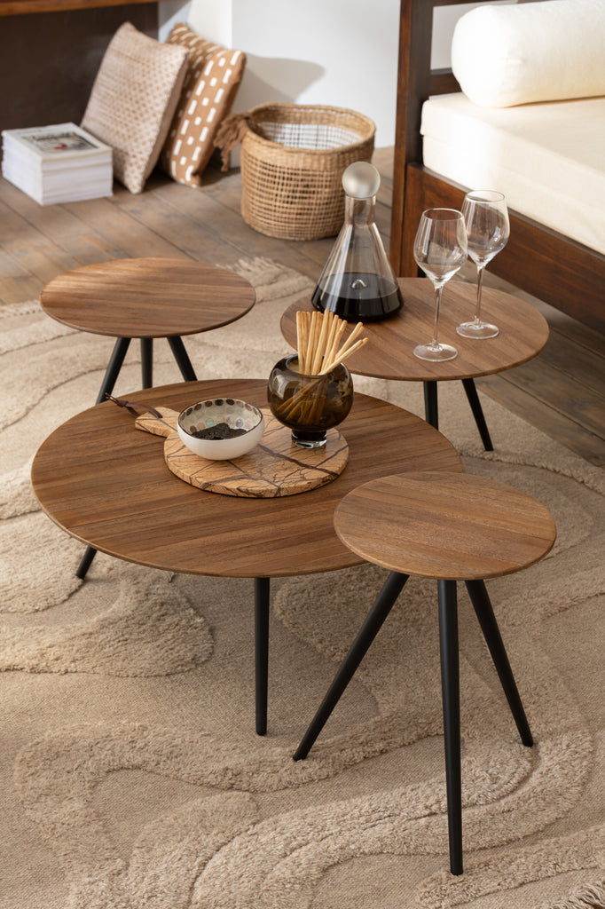 Tapijt Getuft Curves/Fringes Wol Beige