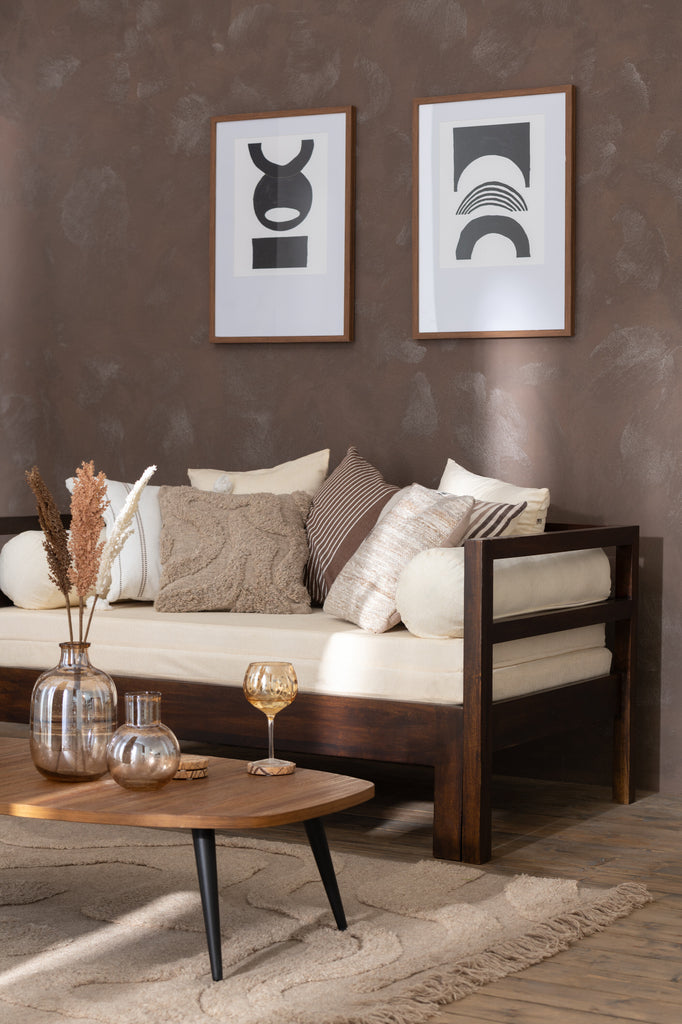 Tapijt Getuft Curves/Fringes Wol Beige