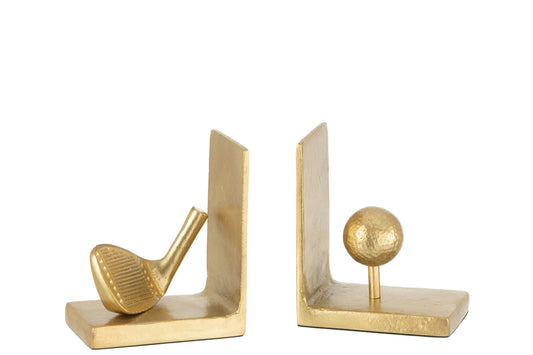 Set van twee boekensteunen golf aluminium goud