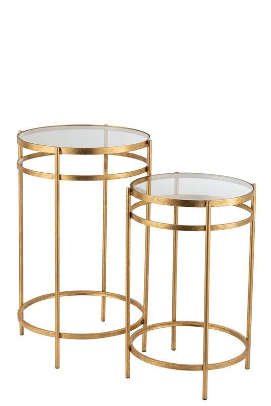 Set van 2 bijzettafels Laure Mirror Iron Gold