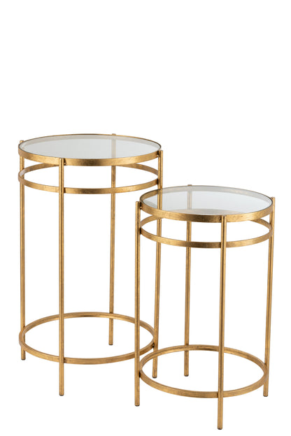Set van 2 bijzettafels Laure Mirror Iron Gold