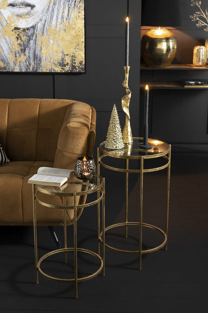 Set van 2 bijzettafels Laure Mirror Iron Gold