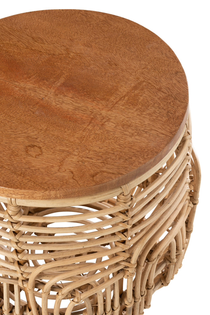 Set van 2 bijzettafels Ellen Rattan Naturel