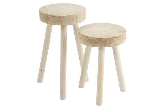 Set van 2 krukken Paulownia hout wit