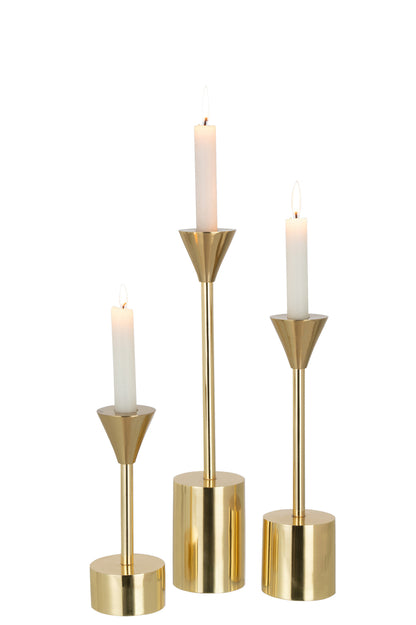 Set van drie kandelaars Emma aluminium glanzend goud
