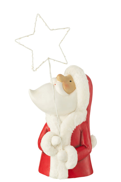 Santa Led Ster Hars Wit/Rood Groot