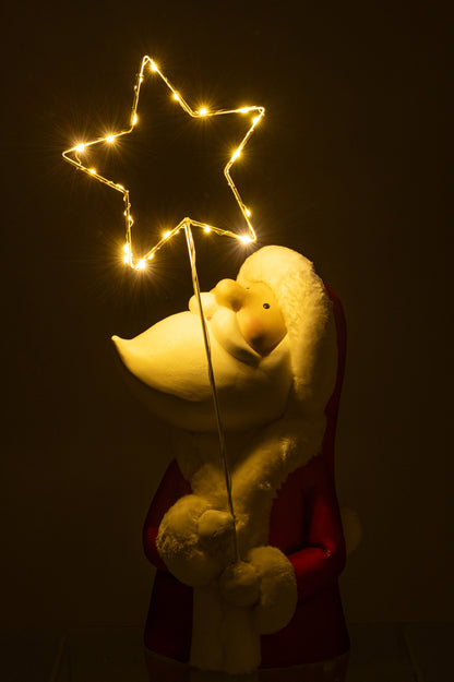 Santa Led Ster Hars Wit/Rood Groot