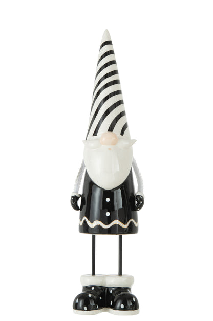 Santa Standing Stripes Keramiek Zwart/Wit Groot