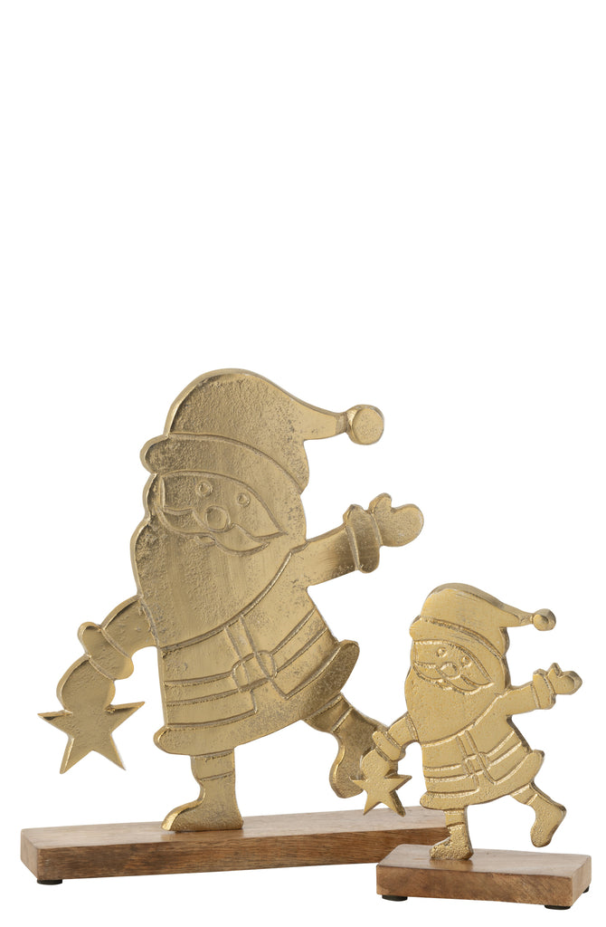 Santa Ster Op Voet Aluminium/Hout Goud Groot
