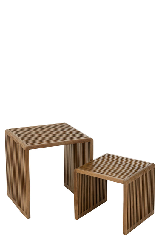 Set van 2 salontafels Cubic Recycle Teak Natural
